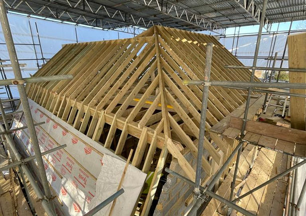 A cut roof for a new build in Bromley, Kent. 