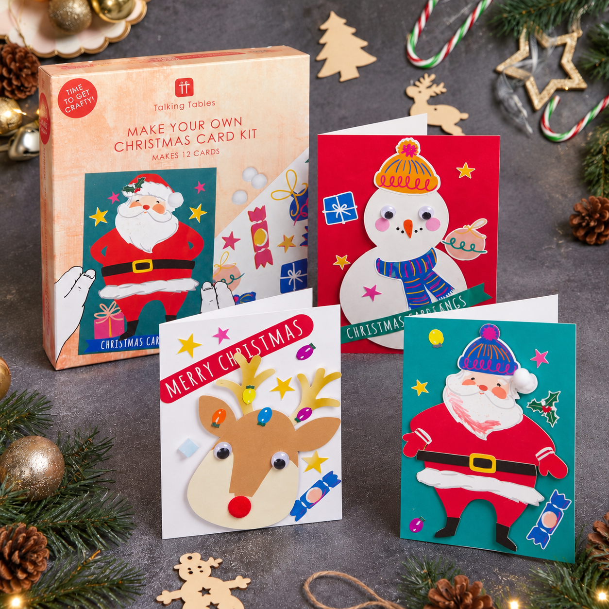 Christmas Card Making Kit for Kids – Makes 12 | Talking Tables