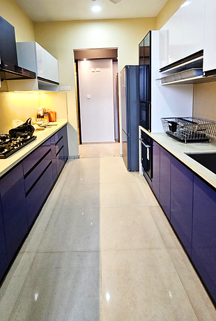 navy parallel modular kitchen