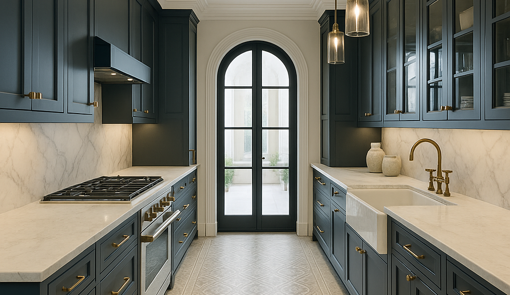 traditional 'shaker' style parallel kitchen