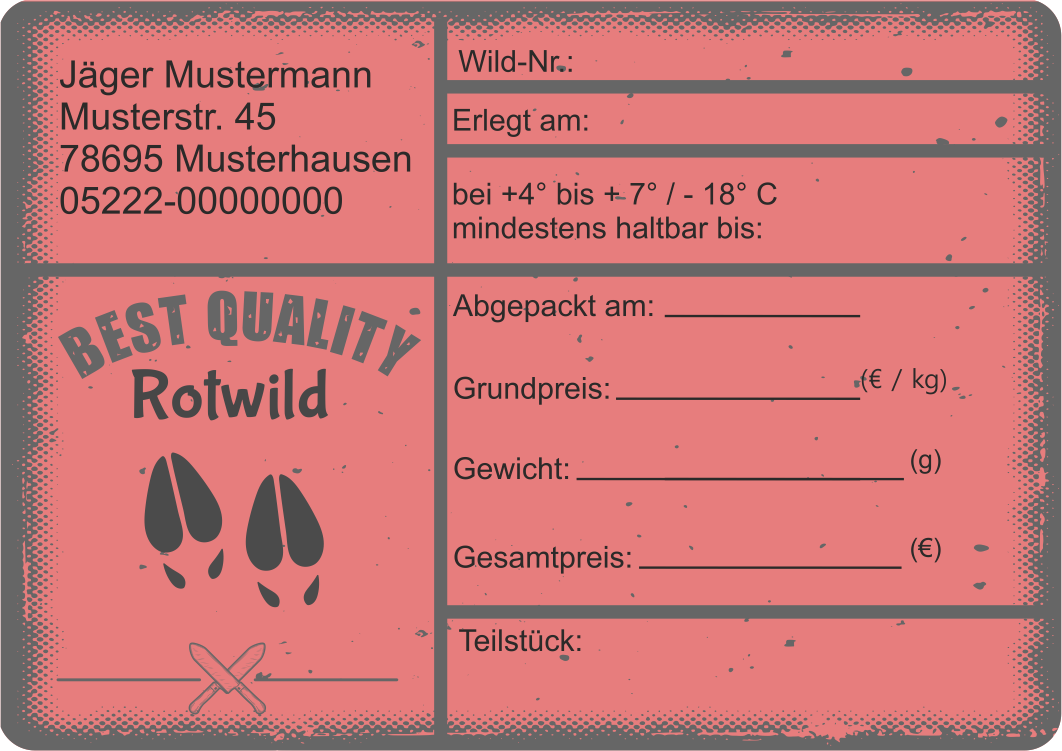 Wildbret Etiketten Adresse Rotwild Vintage