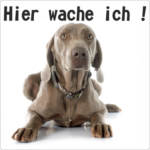 Targa Metallo - 30x20 Cm Con Scritta 'Hier Wache Ich!' Old Targa Metallo - 30x20 Cm Con Scritta 'Hier Wache Ich!' Old