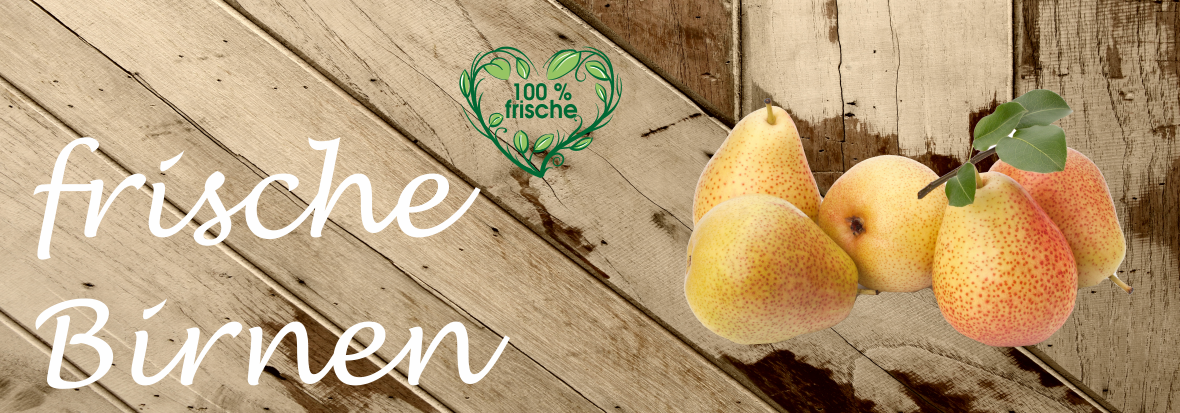 Werbebanner Frische Birnen Holz