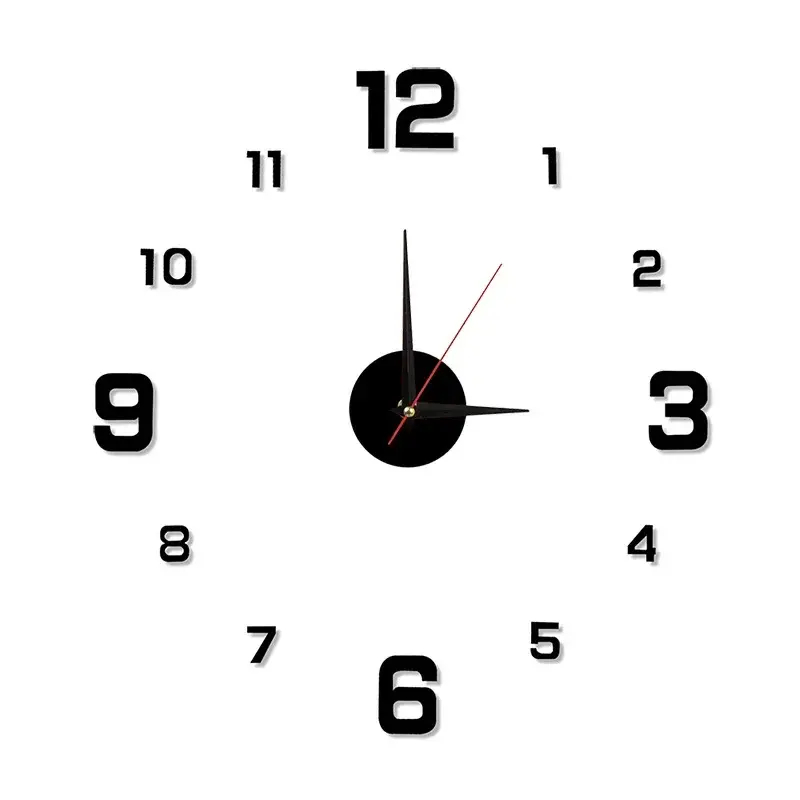 Miniatura: 3D Luminous Wall Clock Frameless Acrylic DIY Digital Clock Wall Stickers Mute Cl