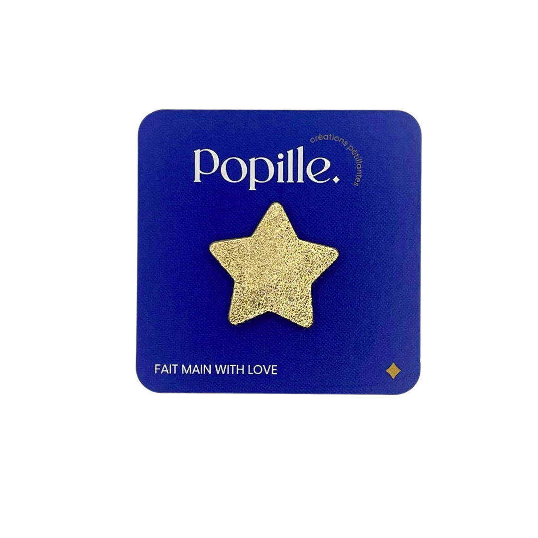 broche etoile cuir dore popille