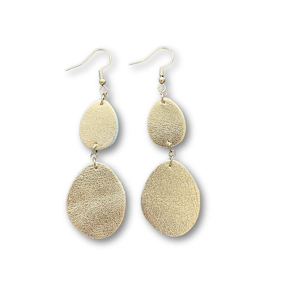 Miniature : Boucles d’oreilles en cuir doré cascade