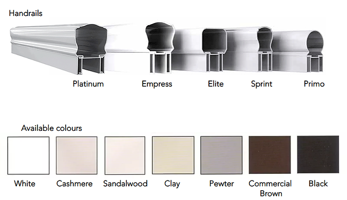 top rail and colour for glass railings