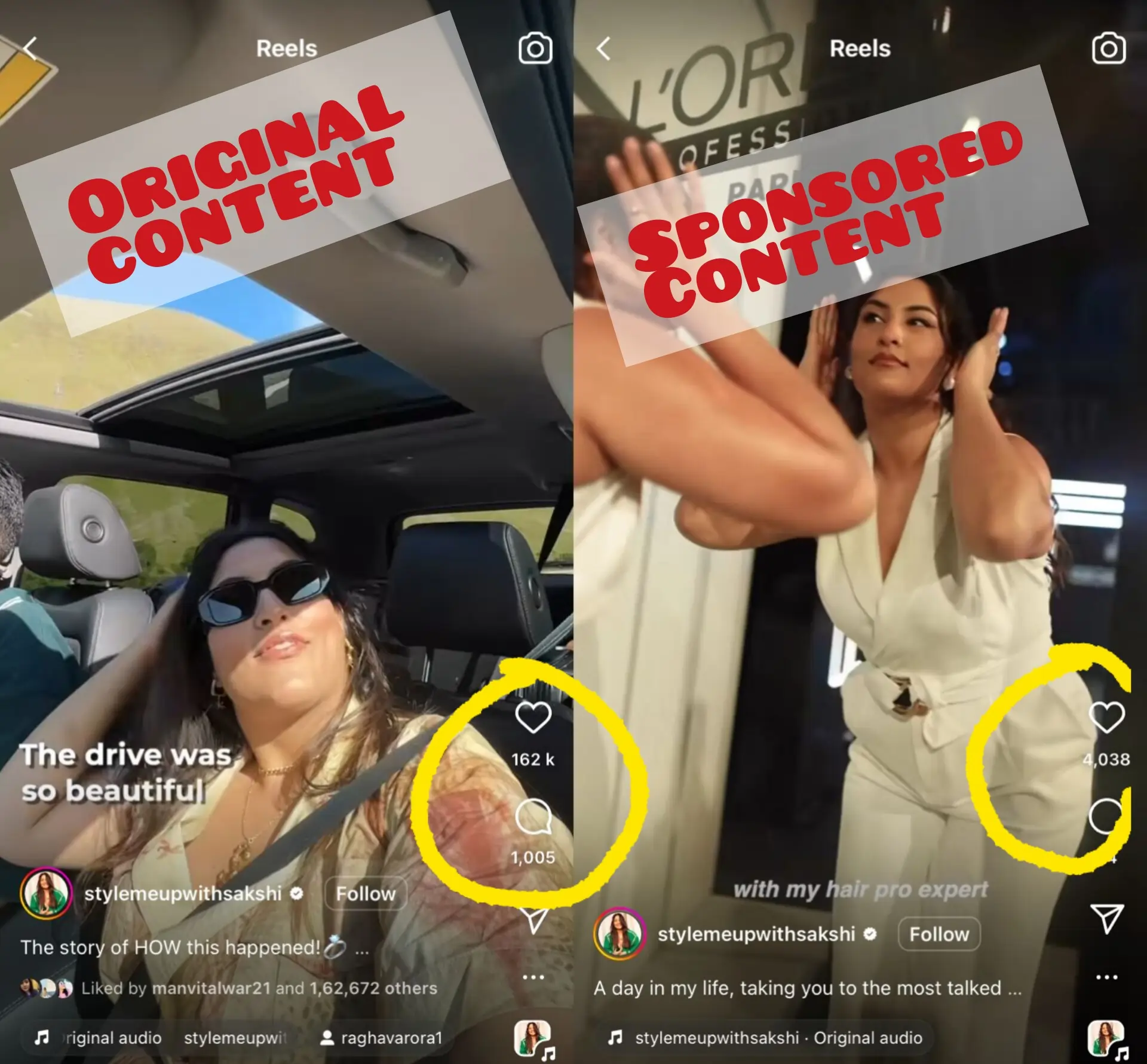 Sakshi Sindwani makes Instagram reels with no brand value. 
