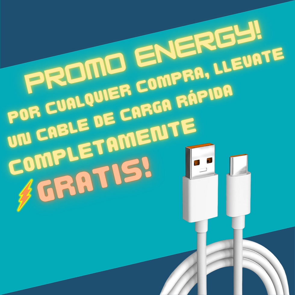 Promo de cable de carga rápida tipo C en cualquier compra! Compatible con todo dispositivo con conector tipo C excepto iPhone