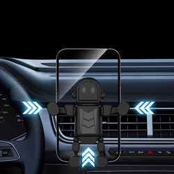 Soporte de teléfono para carro estilo robot para colocar en salida de aire, compatible con dispositivos compactos o medianos