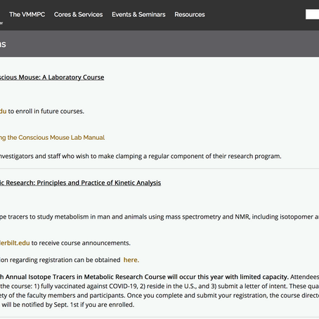 Course registration and information page
