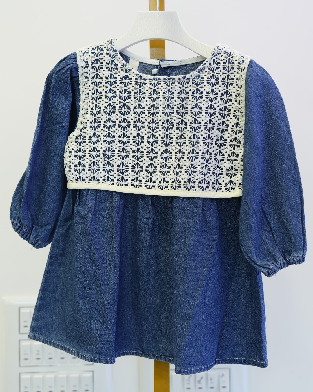 Blue Lace Denim Dress