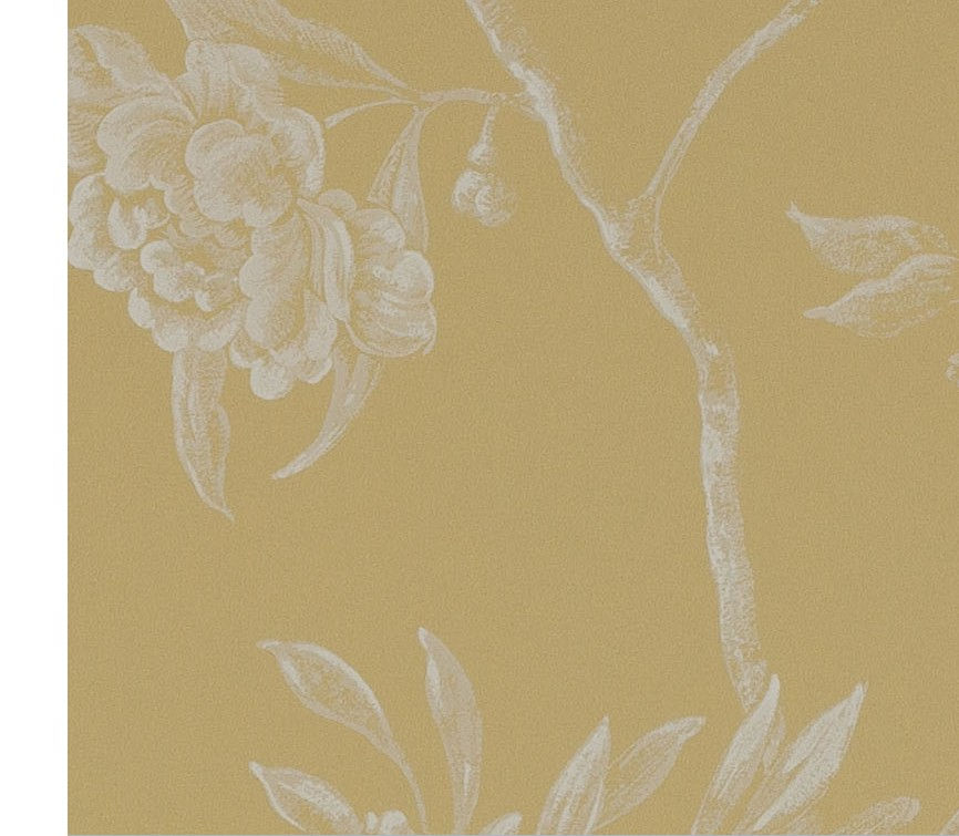 Close up of Colefax & Fowler DELANCEY Yellow Wallpaper