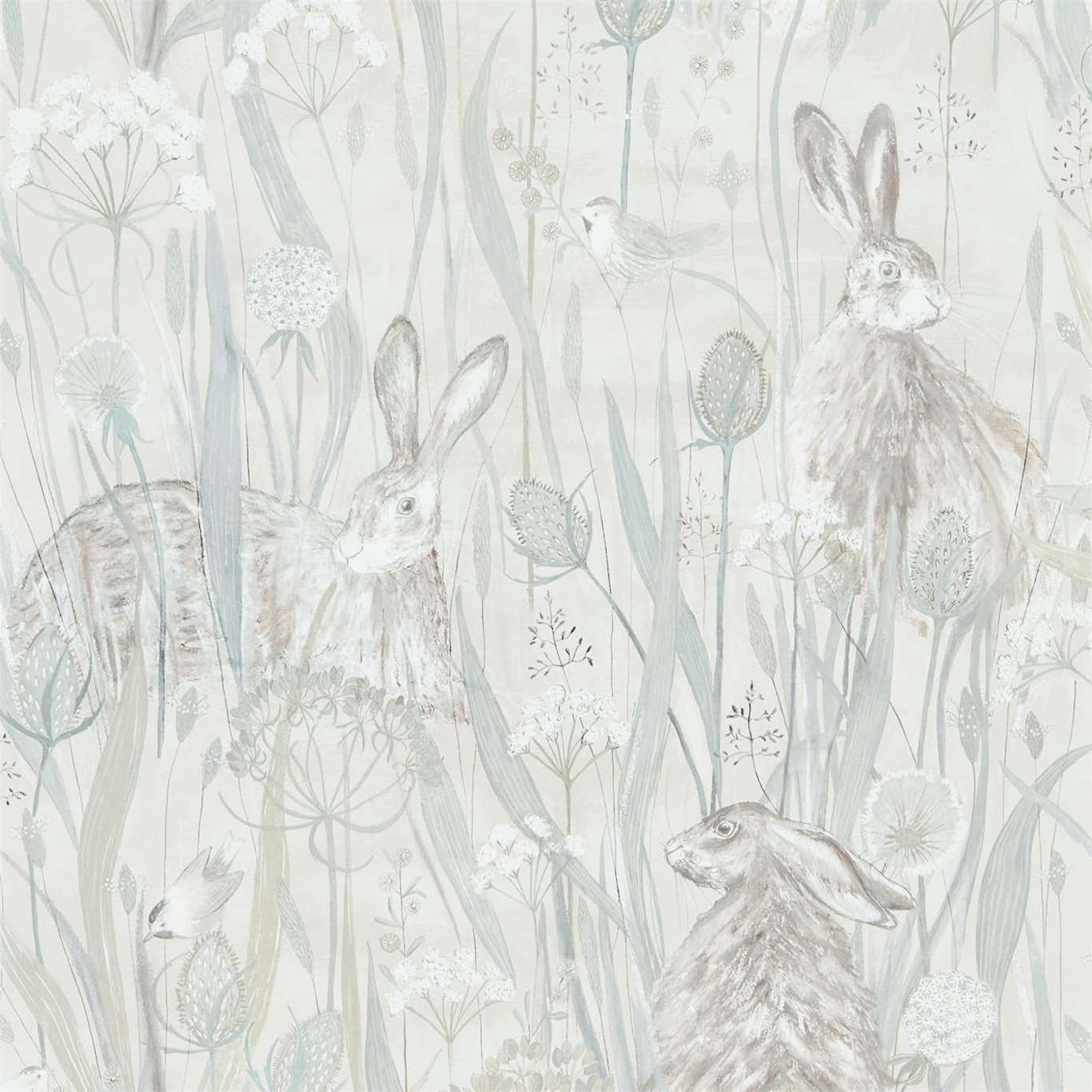 Sanderson Dune Hares Wallpaper Swatch - Mist Pebble