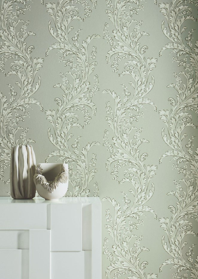 Close Up of Manuel Canovas Volanges Wallpaper col. Celadon - 03099-01 - Pure Paint