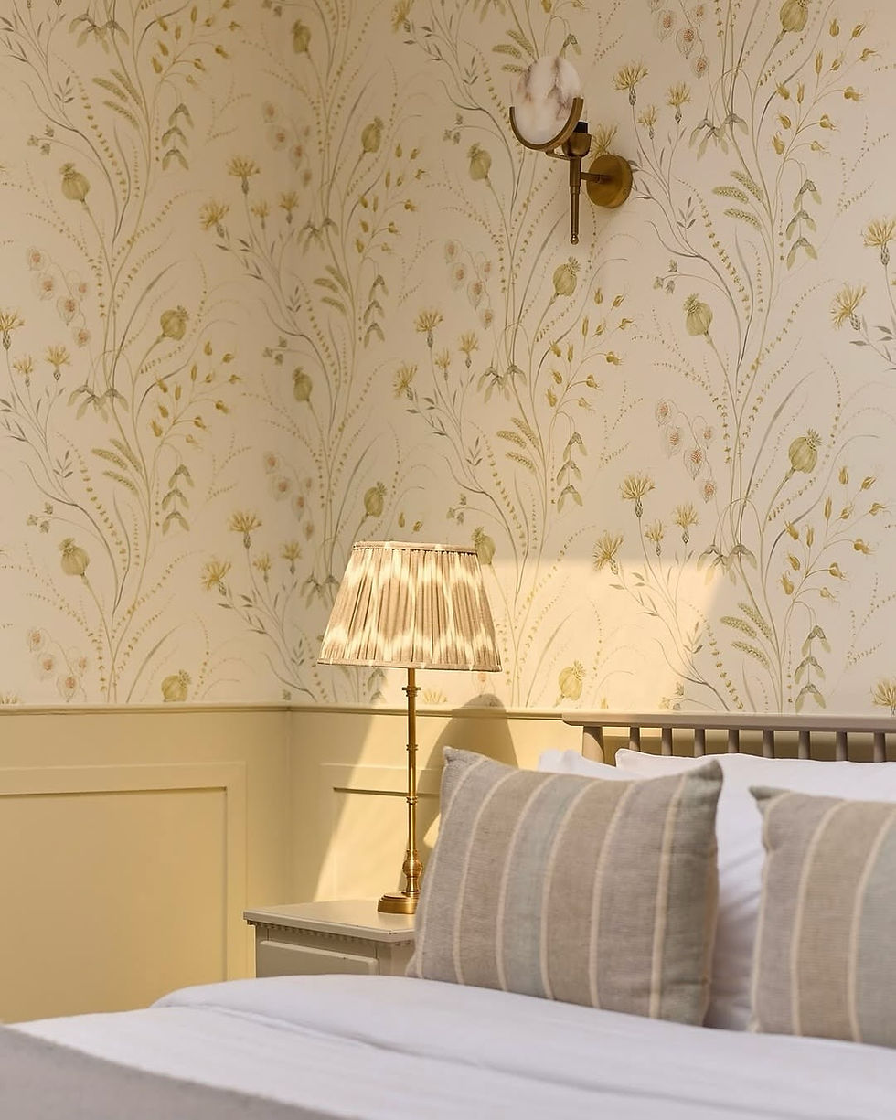 Interior showing Sanderson Summer Harvest Wallpaper –Silver Corn