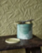 Paint Tin and wall painted in Citrus Stone by Morris & Co.