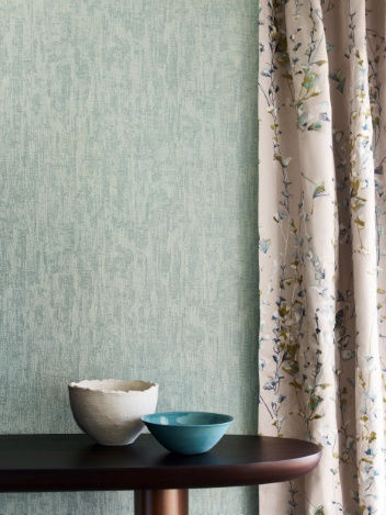 Close Up Jane Churchill Dorado Wallpaper in Forest – deep green organic-textured vinyl wallcovering | Pure Paint