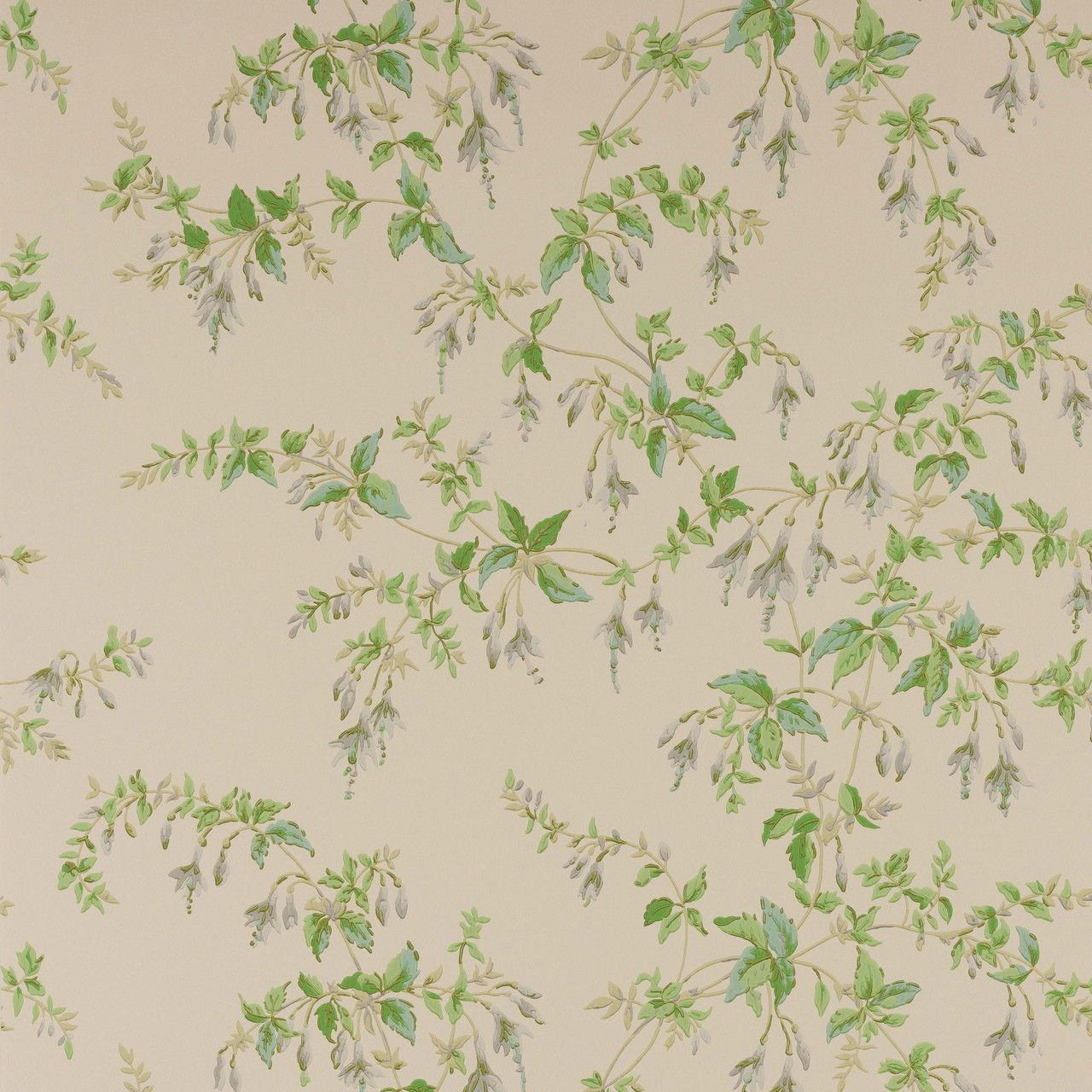 Swatch of Colefax & Fowler Fuchsia wallpaper in Grey Green W7018-02 W7018-02