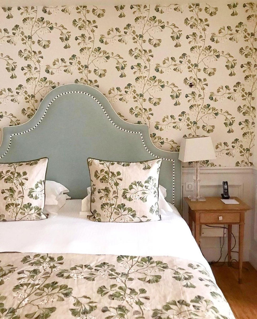 Thumbnail: Bedroom dewcorated in  Colefax Fowler Wallpaper Greenacer Forest Green W7004 – 01