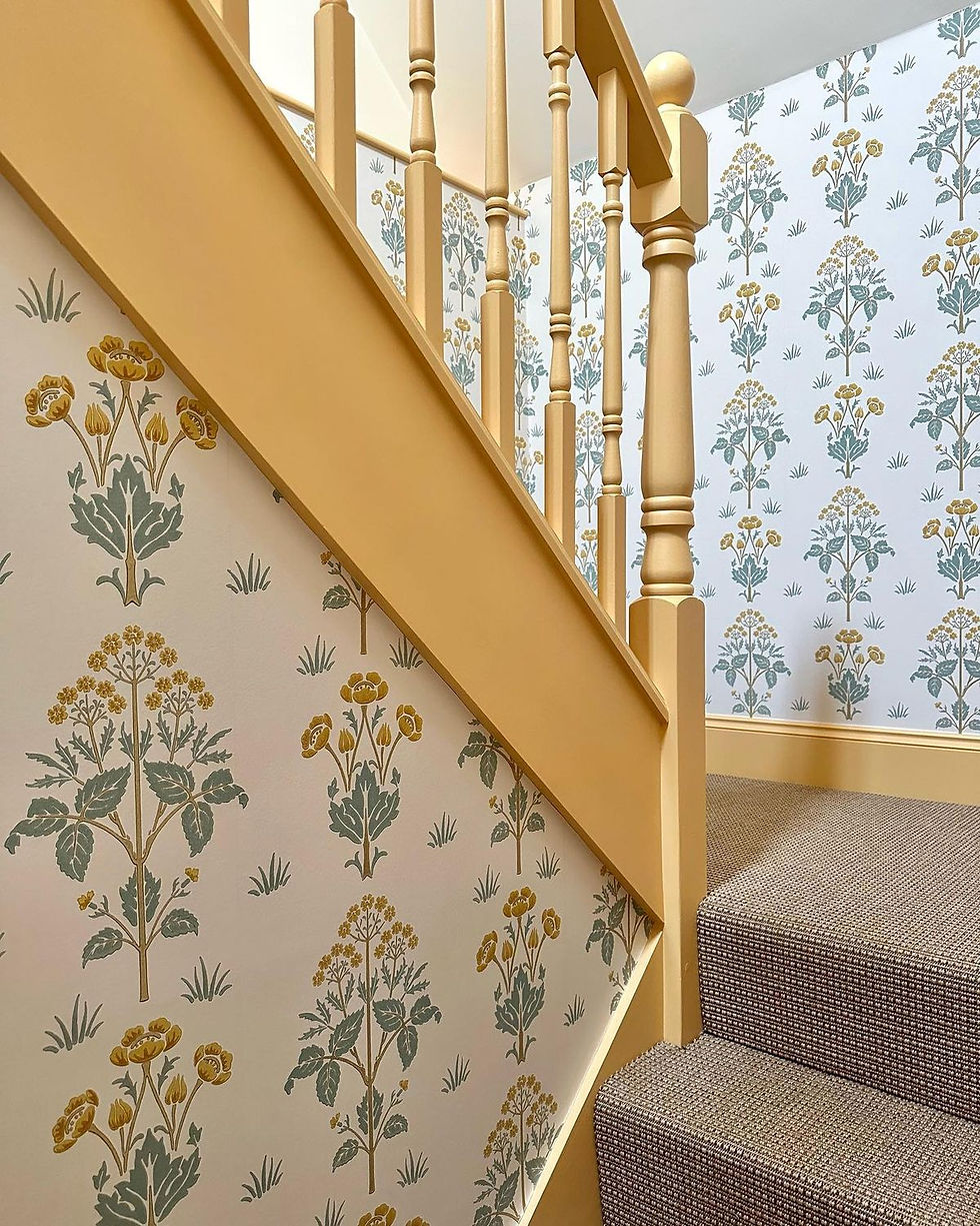 Thumbnail: meadow sweet wallpaper hall stairs setting – morris and co