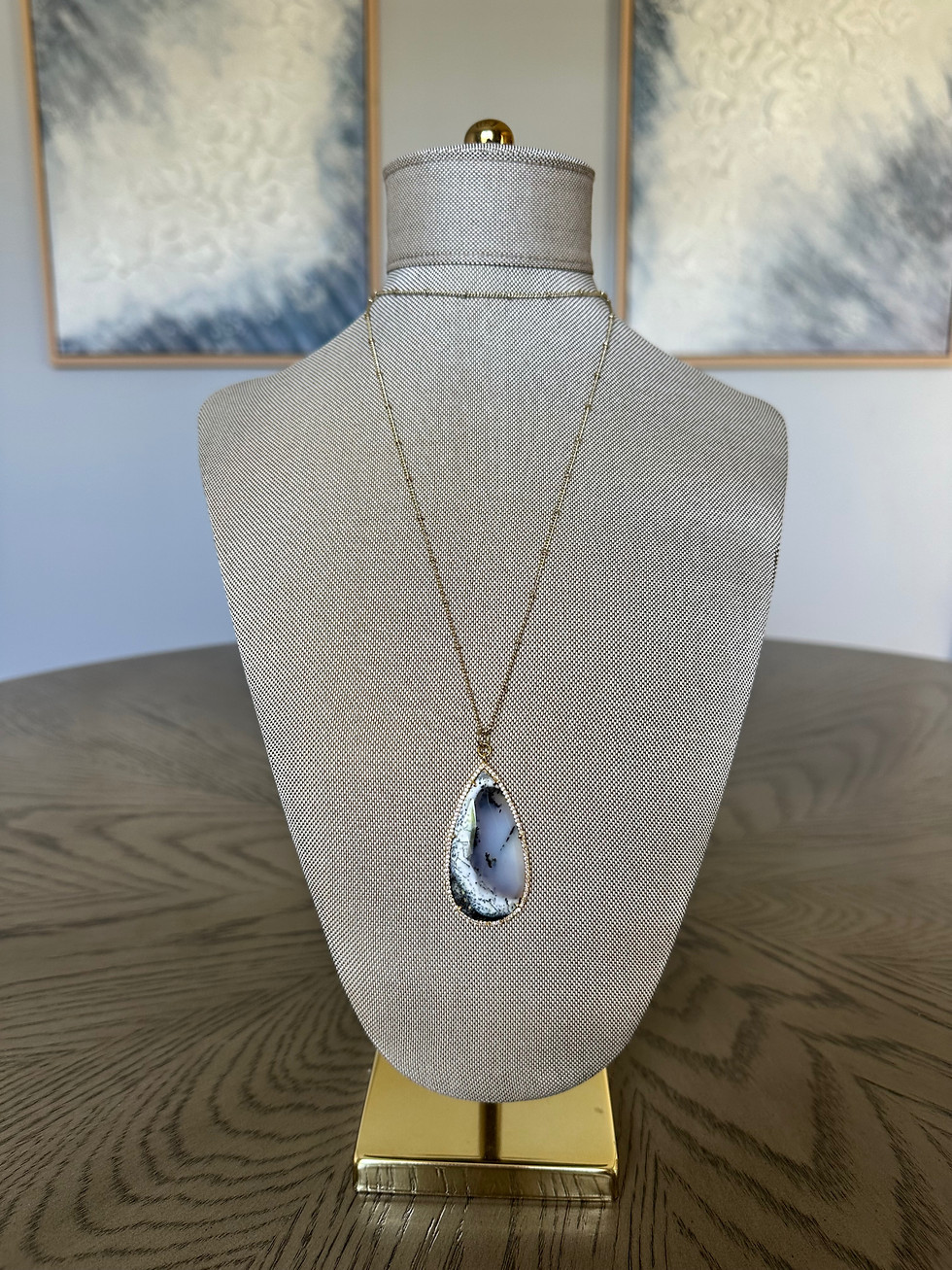 Lunar Veil by Driftwood Beach Boutique - island-inspired handcrafted Dendritic Opal stone encrusted with Swarovski Crystals