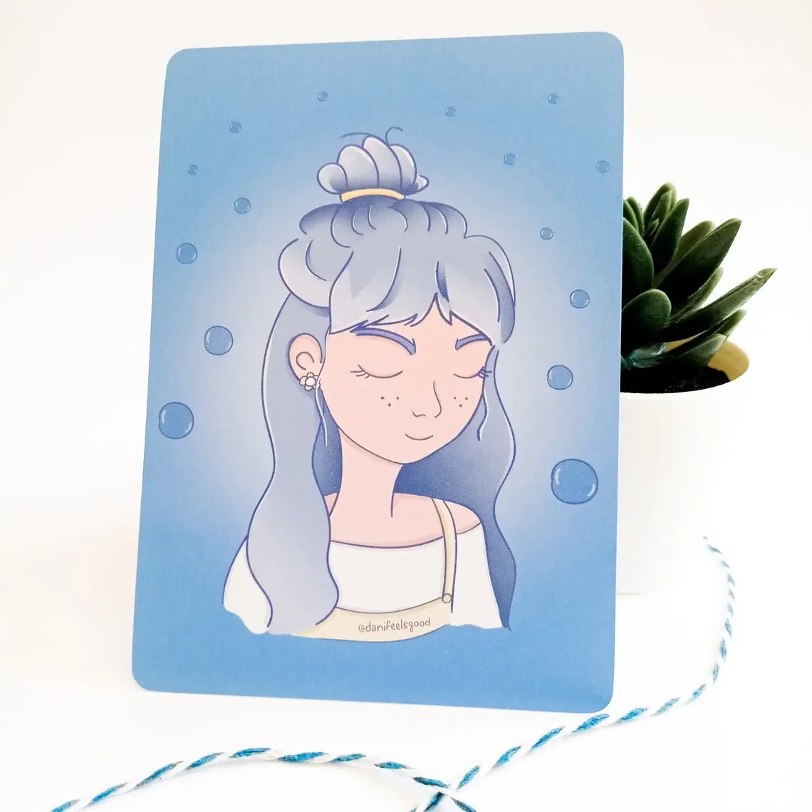 Blue Hair Girl Art Print