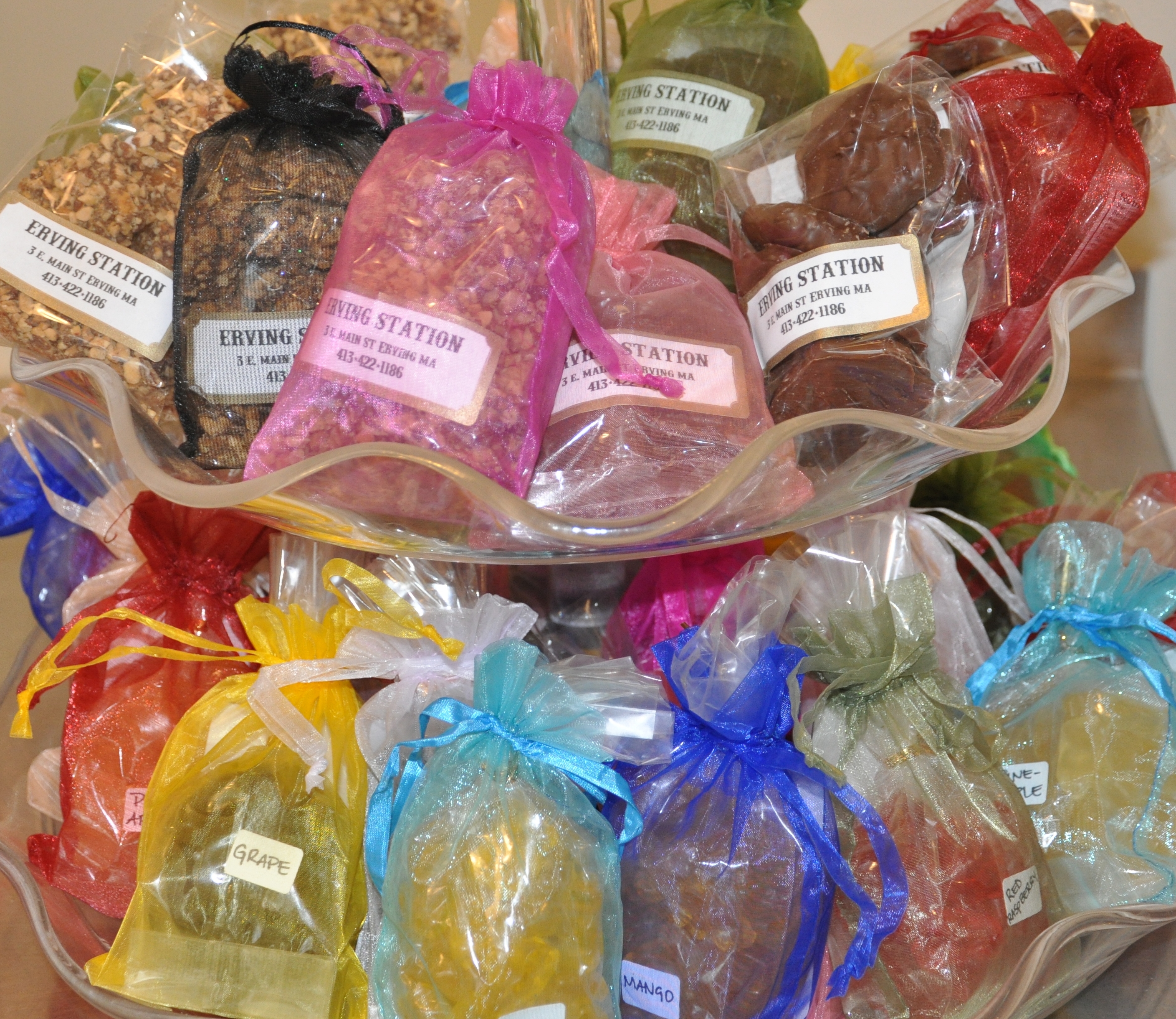 Organza bags filled with goodies
