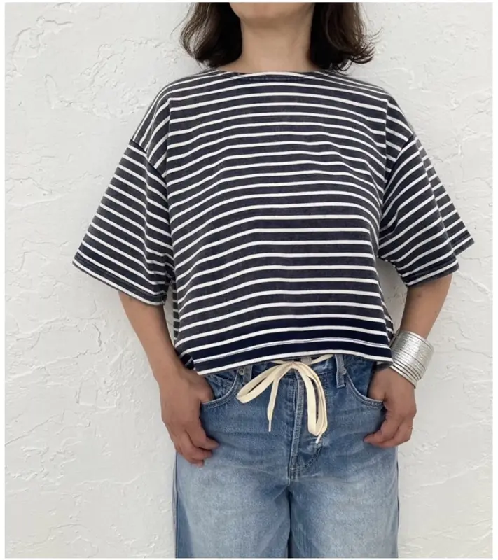 Harriss ［le ciel de HARRISS ］
Cropped Striped Tee Shirt