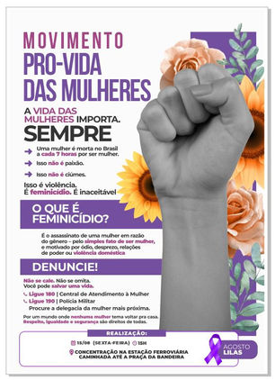 Pelo fim da violência contra as mulheres: Arcoverde recebe caminhada na sexta-feira (15)