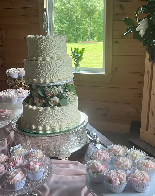 top tier cake at legacy at serenity farms in auburn alabama
