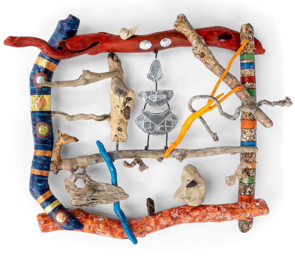 Driftwood wall assemblage