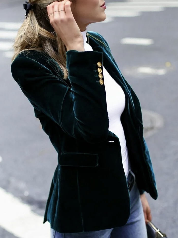 Blazer classico in velluto verde bosco