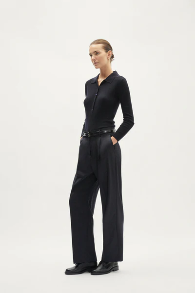 Pantalone sartoriale con pinces colore nero