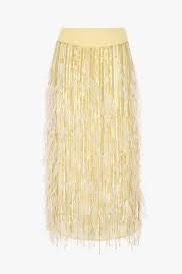 gonna midi con frange di perline