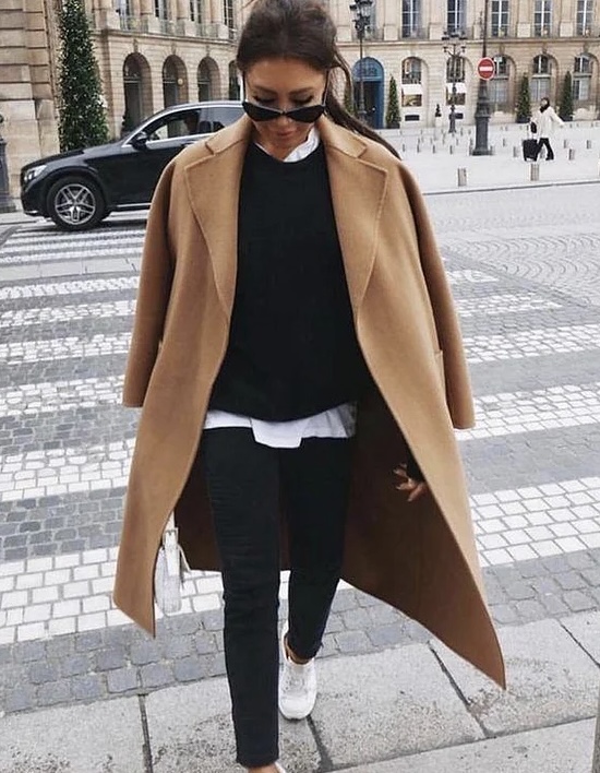 Cappotto classico in cammello stile 'uomo'