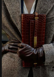 Guanti lunghi in pelle borgogna