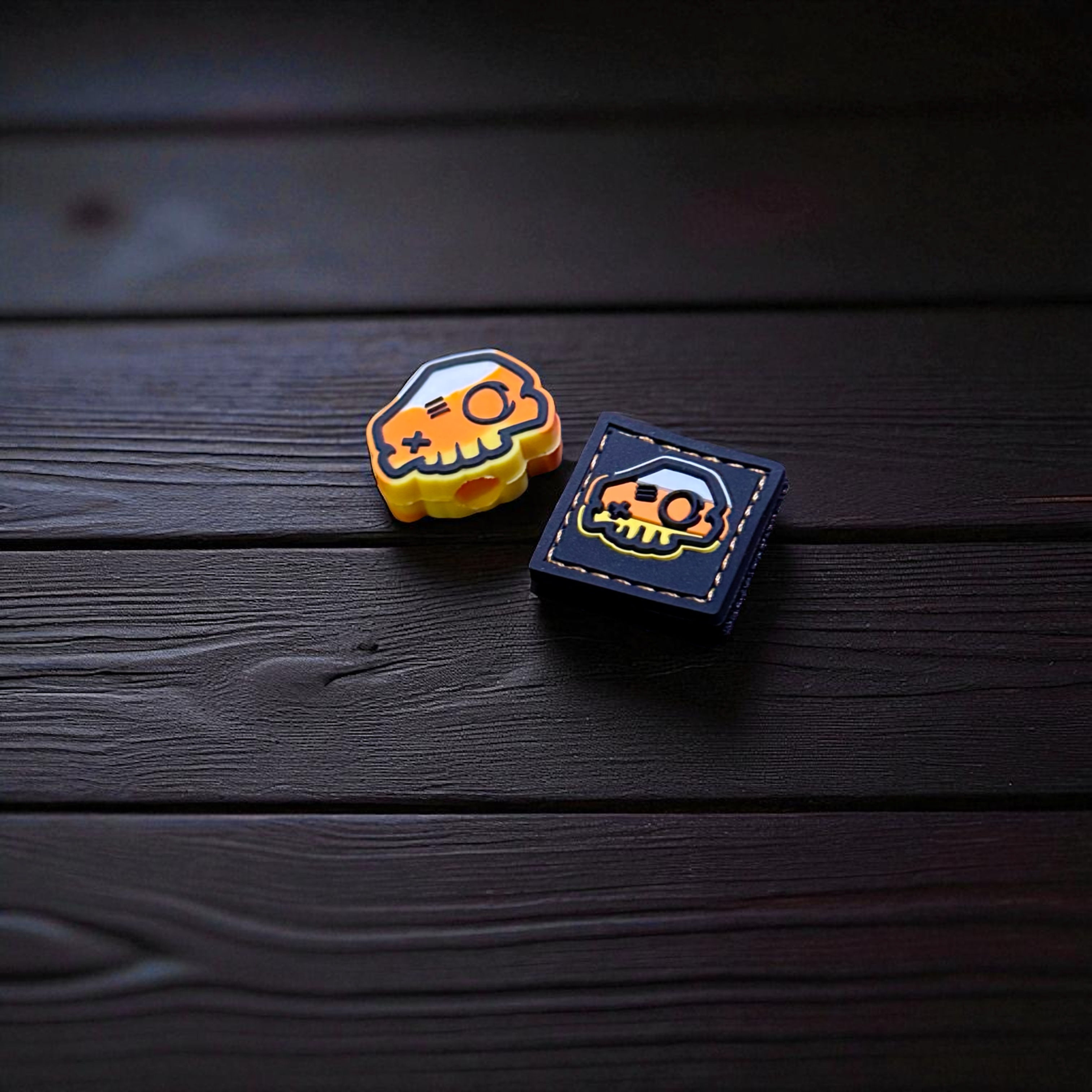 Inky Skull Candy Corn PVC Bead w/ PVC RE Patch