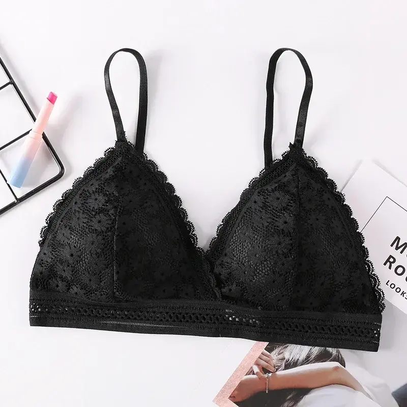 Miniatura: Bralette Feminino de Renda Floral com Bojo Removível