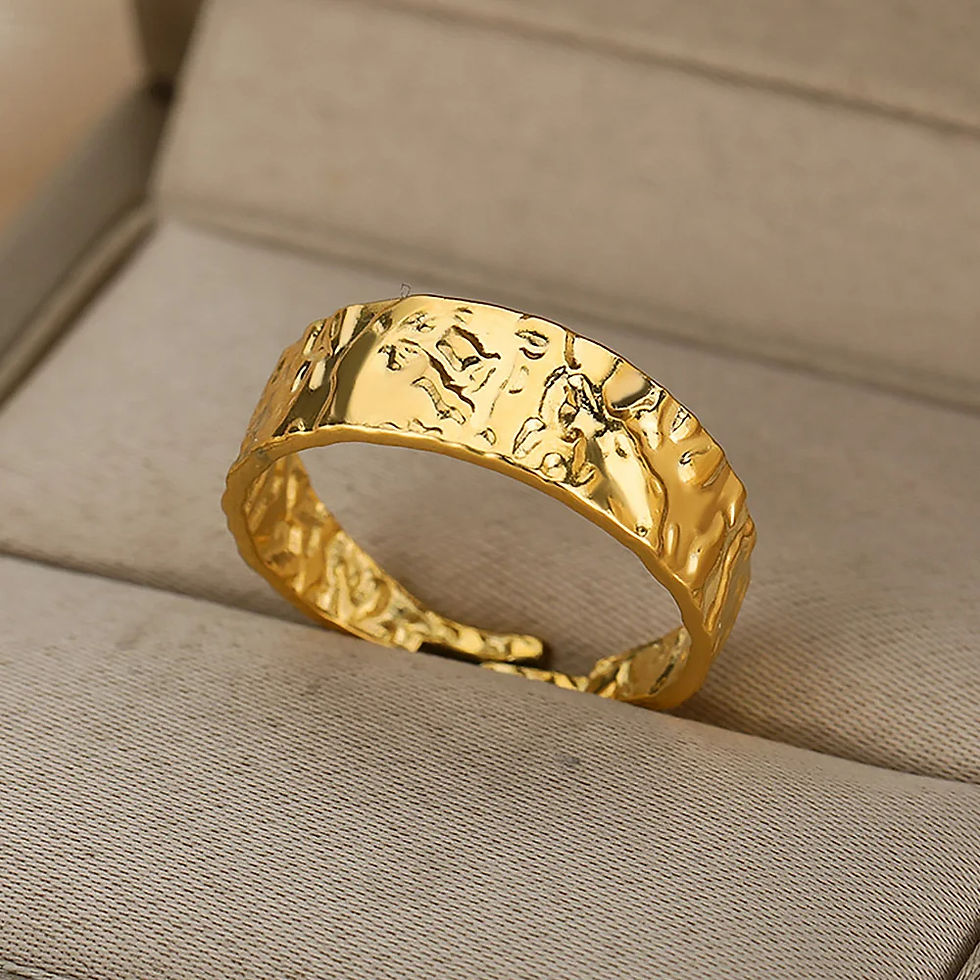 Miniatura: Anel Feminino em Aço Inoxidável 316L Dourado