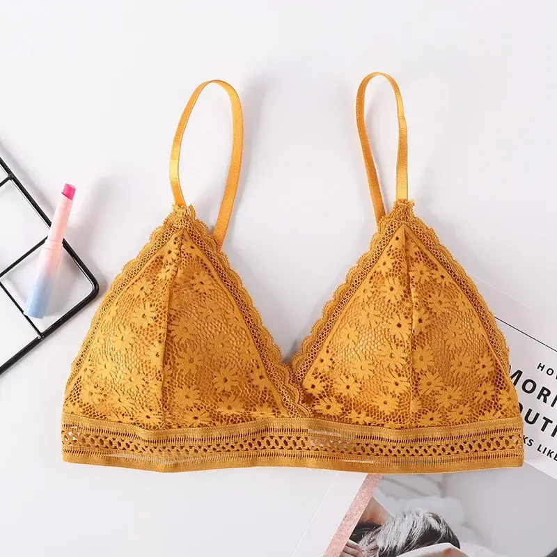 Miniatura: Bralette Feminino de Renda Floral com Bojo Removível
