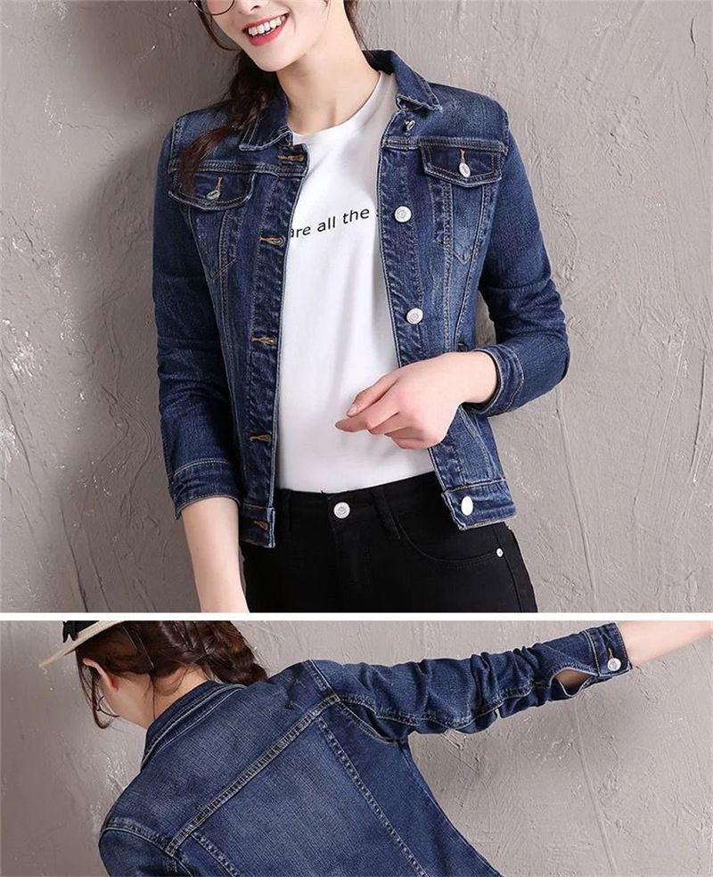 Thumbnail: Jaqueta Jeans Feminina Manga Longa Botões Frontais e Modelagem Curta