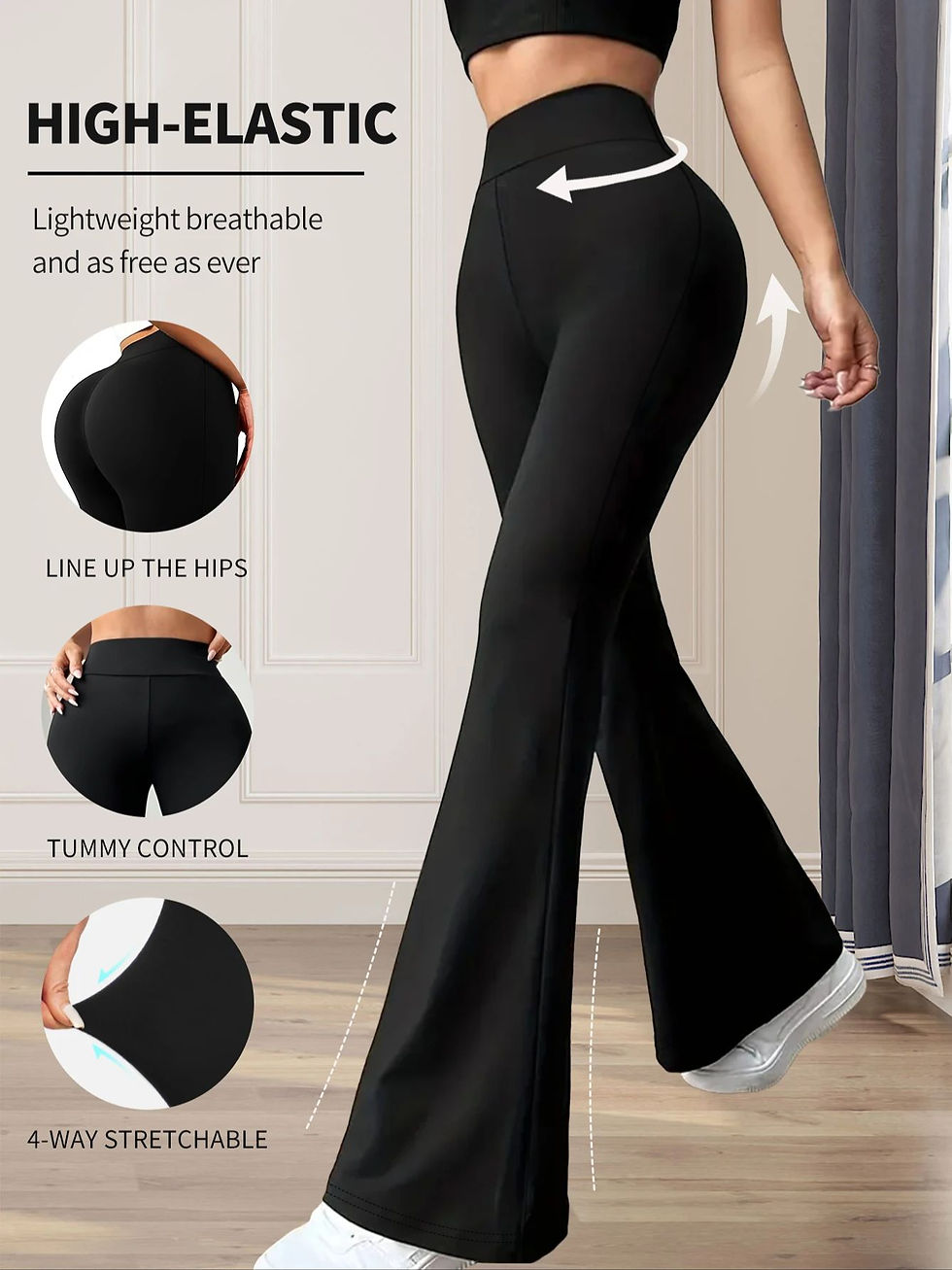 Miniatura: Calça Flare Feminina Cintura Alta Modeladora