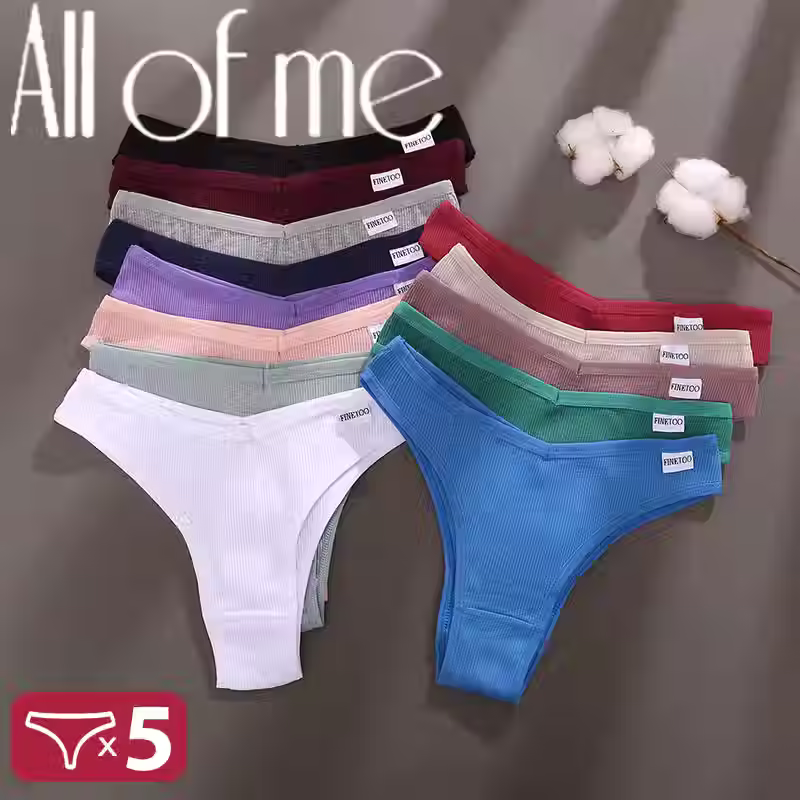 Kit com 5 Calcinhas Femininas de Algodão