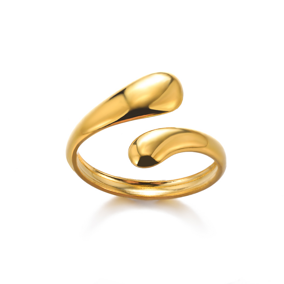 Miniatura: Anel Feminino em Aço Inoxidável 316L Dourado
