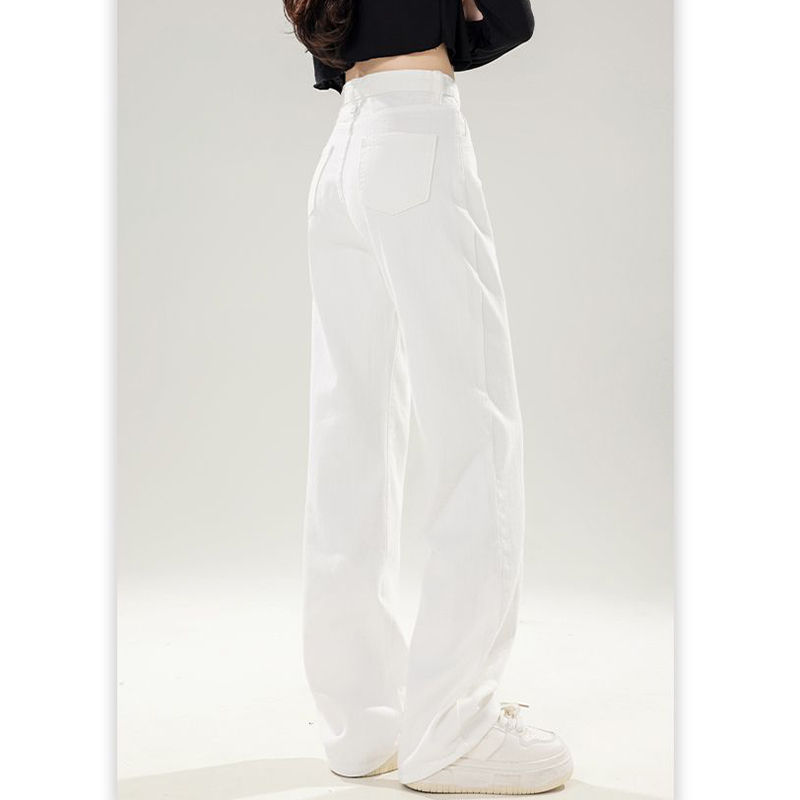 Miniatura: Calça Jeans Feminina Branca Cintura Alta Modelagem Reta