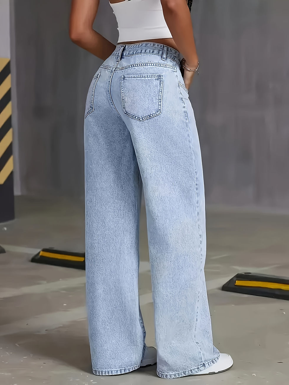 Miniatura: Calça Jeans Feminina Wide Leg Azul Claro Casual