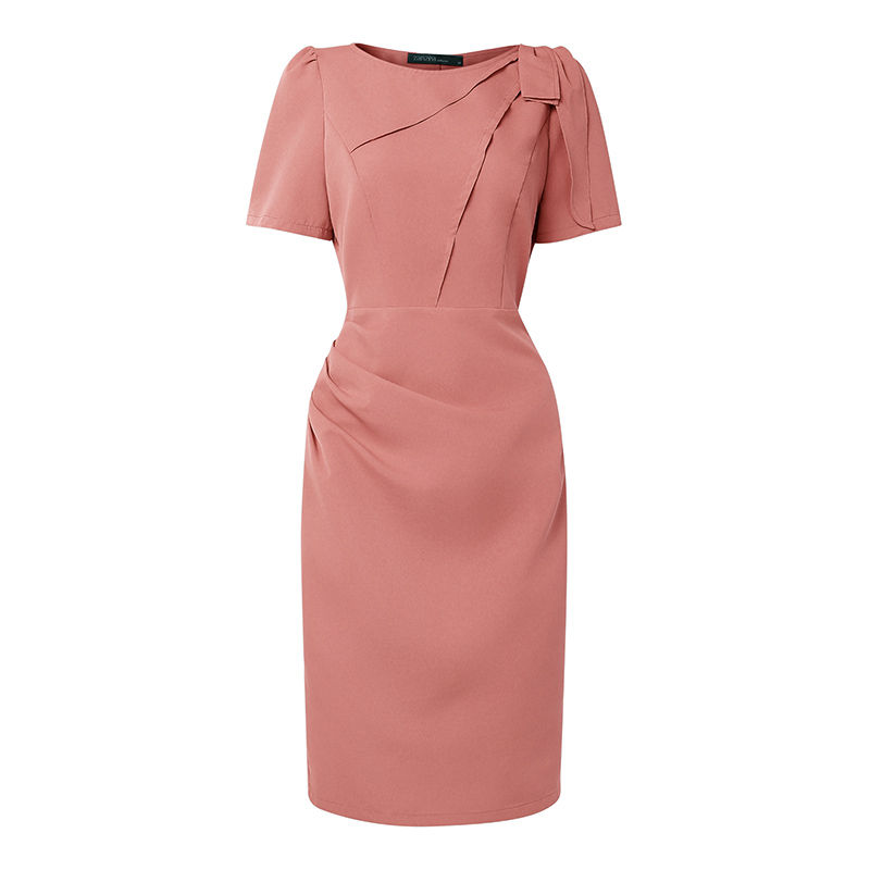Miniatura: Vestido Elegante Justo Com Mangas Curtas E Barra Com fenda Estilo Lápis