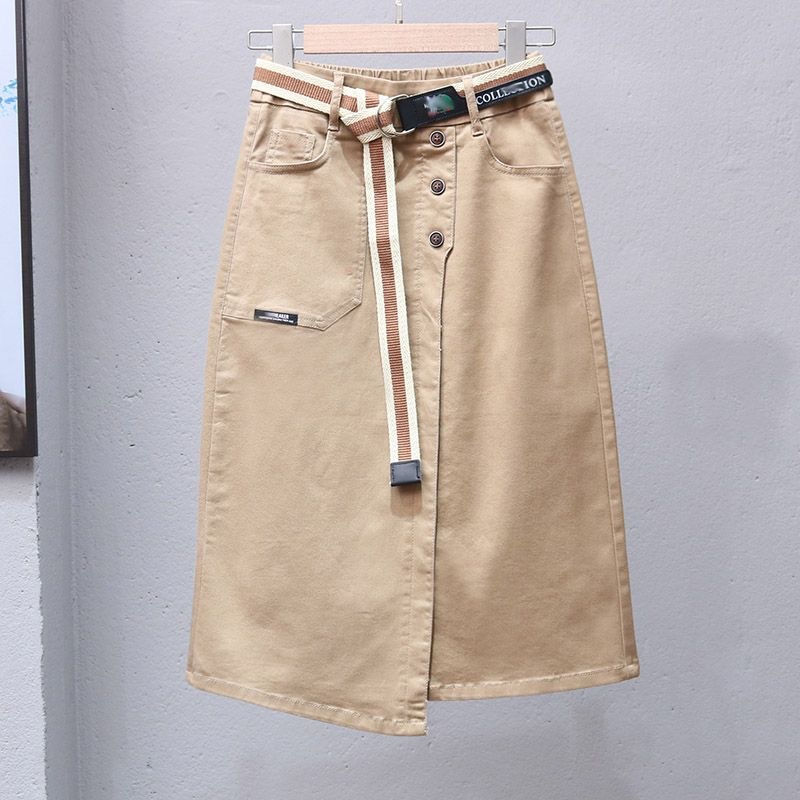 Miniatura: Saia Midi Jeans Feminina Evasê Estilo Vintage