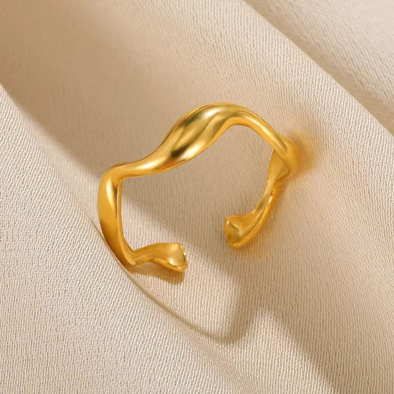 Miniatura: Anel Feminino em Aço Inoxidável 316L Dourado
